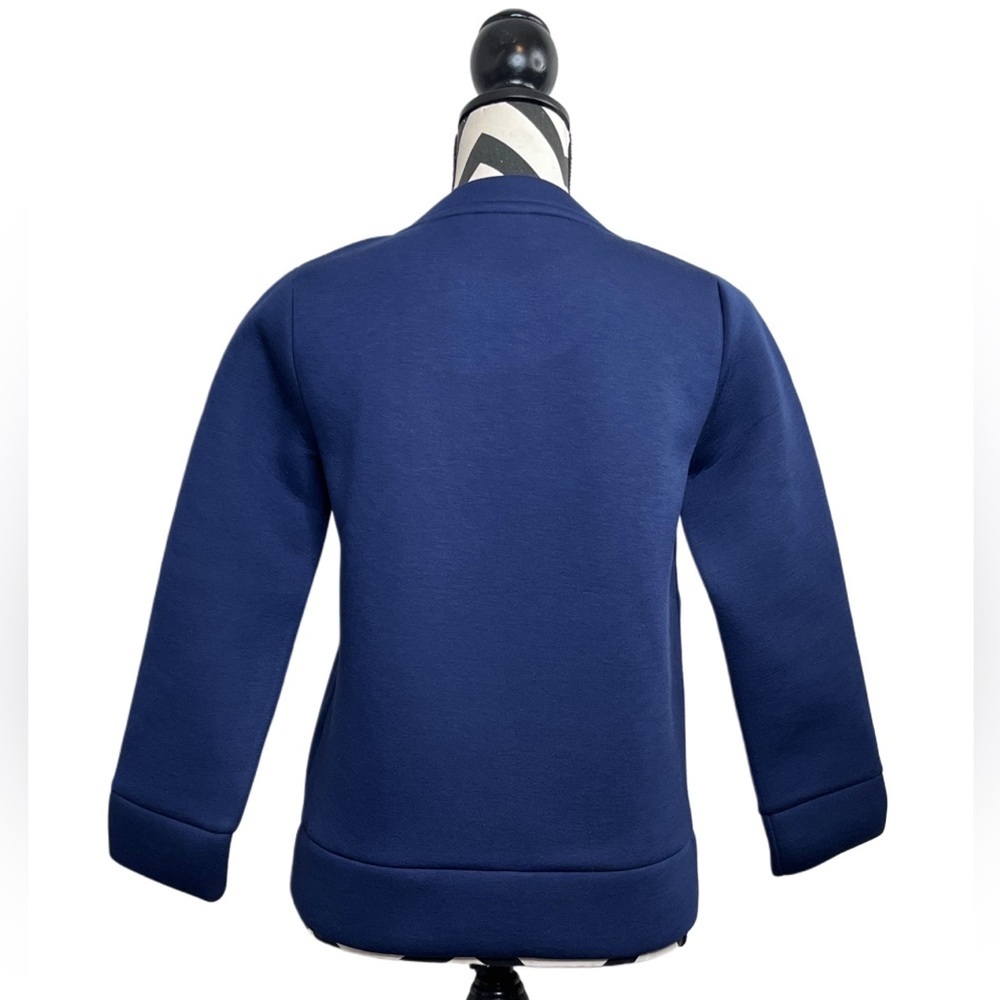 Kate Spade Saturday Neoprene Scuba Navy Blue Sz XS Double Zip Crewneck Sweater - Picture 2 of 10